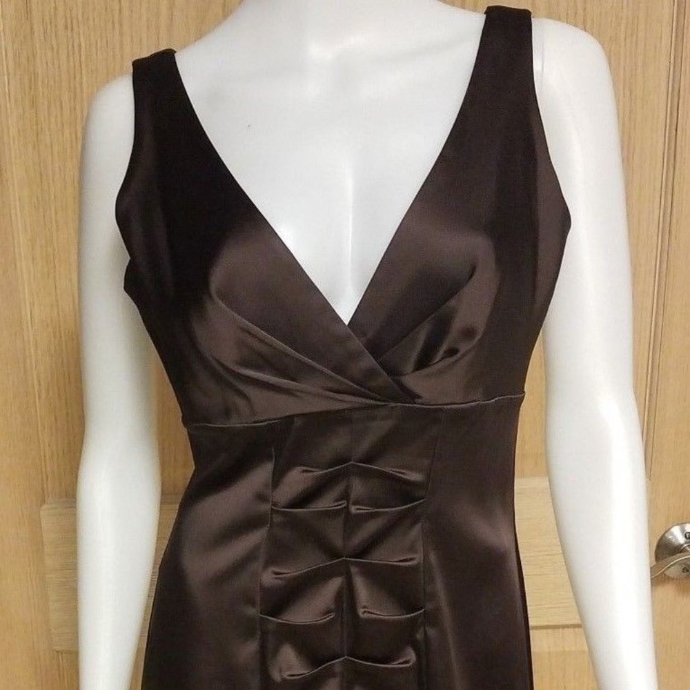 Calvin Klein Brown Sleeveless Satin Dress